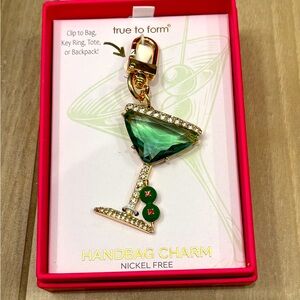 NIB True to Form green cocktail bag Charm / keychain